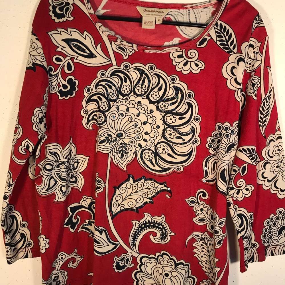 Norm Thompson Sequin Embellished Stretch Top XL